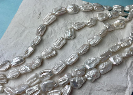 13-15x18-20 mm Natural White Biwa Stick Freshwater Pearl Beads Genuine Natural White Biwa Keshi Pearl 21 Beads #P2587
