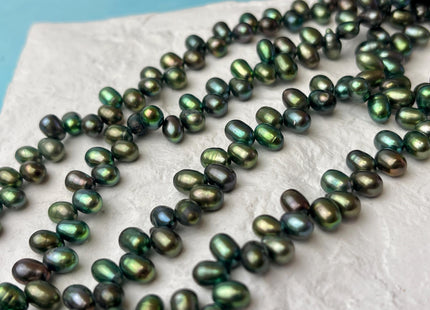 4x6 mm AA Top Drilled Rare Olive Green Color Freshwater Pearl Beads Genuine High Luster Freshwater Top Drilled Pearls #P2590