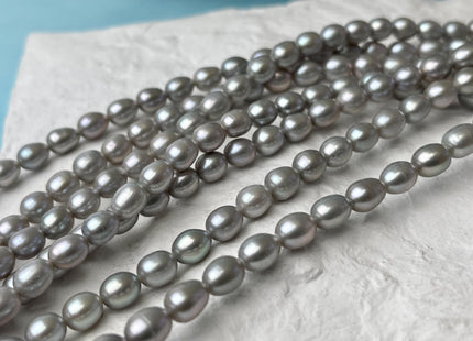 5.5-6x7 mm AAA Rice/Oval Freshwater Pearls Gray Color Genuine Freshwater Pearls Beads #P2588