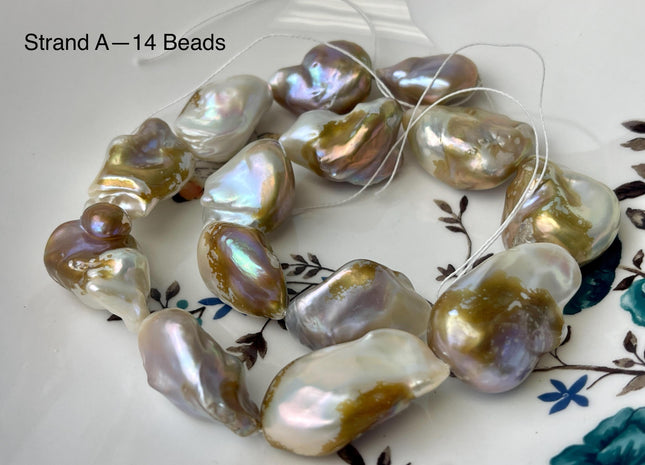 17-22x19-31mm AA Very Rare Natural White Pink Mixed Freshwater Keshi Pearl Genuine High Luster Natural Jumbo Keshi Nugget Pearls #P2593