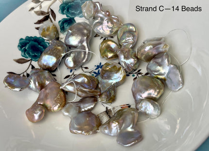 17-22x19-31mm AA Very Rare Natural White Pink Mixed Freshwater Keshi Pearl Genuine High Luster Natural Jumbo Keshi Nugget Pearls #P2593