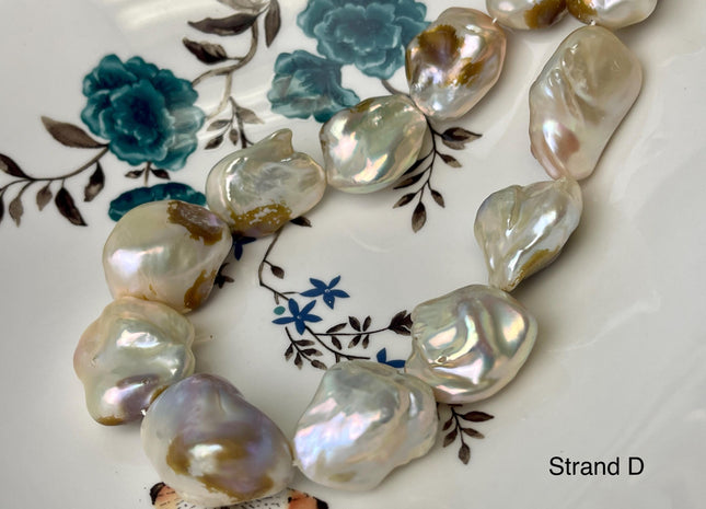 17-22x19-31mm AA Very Rare Natural White Pink Mixed Freshwater Keshi Pearl Genuine High Luster Natural Jumbo Keshi Nugget Pearls #P2593