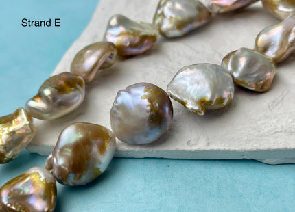 17-22x19-31mm AA Very Rare Natural White Pink Mixed Freshwater Keshi Pearl Genuine High Luster Natural Jumbo Keshi Nugget Pearls #P2593