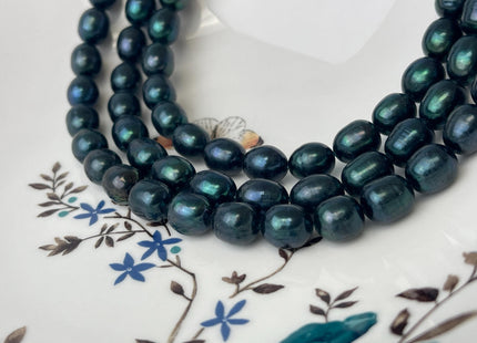 10x11-12 mm AA Prussian Blue Color Freshwater Pearls Rice/Oval Shape Pearl Beads Genuine Large Freshwater Pearls #P2596