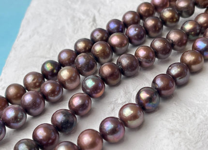 9.5-10mm Copper Brown Off Round Freshwater Pearl Beads Genuine Dark Brown Potato Freshwater Pearls #P2597