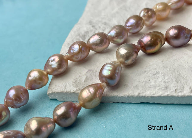 9-11x12-14 mm AAA Rare Mixed Natural Mauve Pink Baroque Pearl Genuine Quality Teardrop Edison Pearl With Iridescent Color #P2603