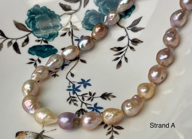 9-11x12-14 mm AAA Rare Mixed Natural Mauve Pink Baroque Pearl Genuine Quality Teardrop Edison Pearl With Iridescent Color #P2603