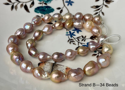 9-11x12-14 mm AAA Rare Mixed Natural Mauve Pink Baroque Pearl Genuine Quality Teardrop Edison Pearl With Iridescent Color #P2603