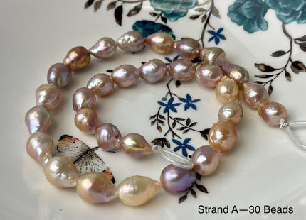 9-11x12-14 mm AAA Rare Mixed Natural Mauve Pink Baroque Pearl Genuine Quality Teardrop Edison Pearl With Iridescent Color #P2603