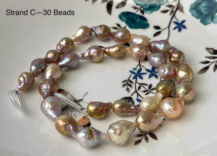 9-11x12-14 mm AAA Rare Mixed Natural Mauve Pink Baroque Pearl Genuine Quality Teardrop Edison Pearl With Iridescent Color #P2603