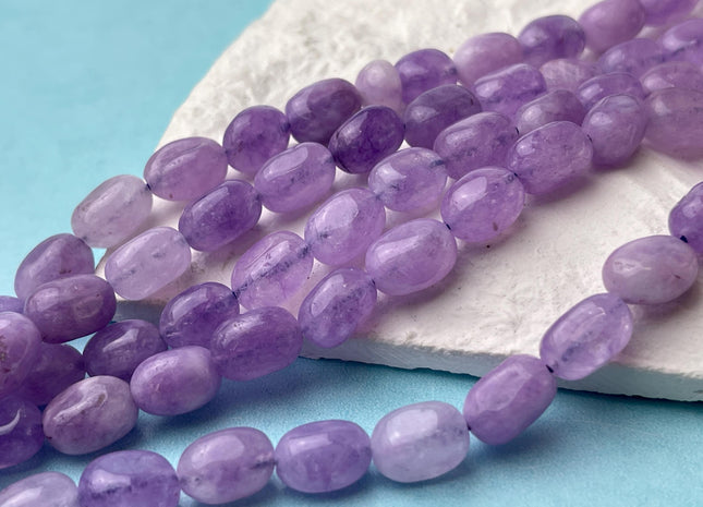 7x11 mm Purple Color Dyed Jade Gemstone Beads Amethyst Color Pebble Nugget Shape Loose Beads 15.5 Inches Strand #4482