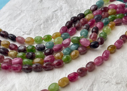 7x11 mm Multi Purple Blue Green Yellow Color Dyed Jade Gemstone Beads Multi Color Pebble Nugget Shape Loose Beads 15.5 Inches Strand #4484