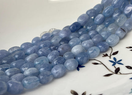7x11 mm Multi Blue Color Dyed Jade Gemstone Beads Aquamarine Color Pebble Nugget Shape Loose Beads 15.5 Inches Strand #4485