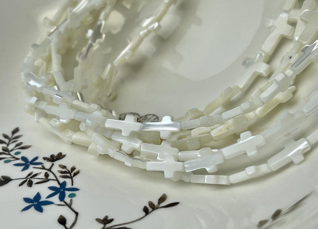 7x10mm 7x12mm 12x16mm Cross Shape Natural Mother of Pearl Gemstone Beads Genuine MOP Gemstones Loose Beads 15.5 Inches Strand #4490