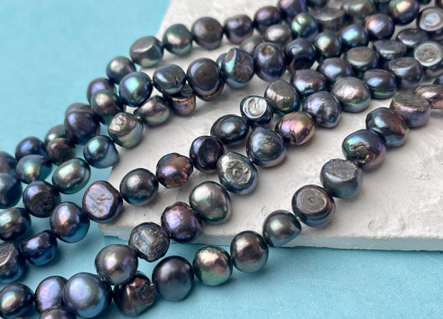 7-8 mm Peacock Color Freshwater Nugget Pearl Beads Genuine Freshwater Pearl #349