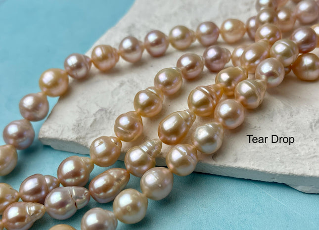 8-10 mm Natural Pink Edison Baroque Freshwater Pearl Beads Genuine Tear Drop Shape Small Edison Pearls #P2606