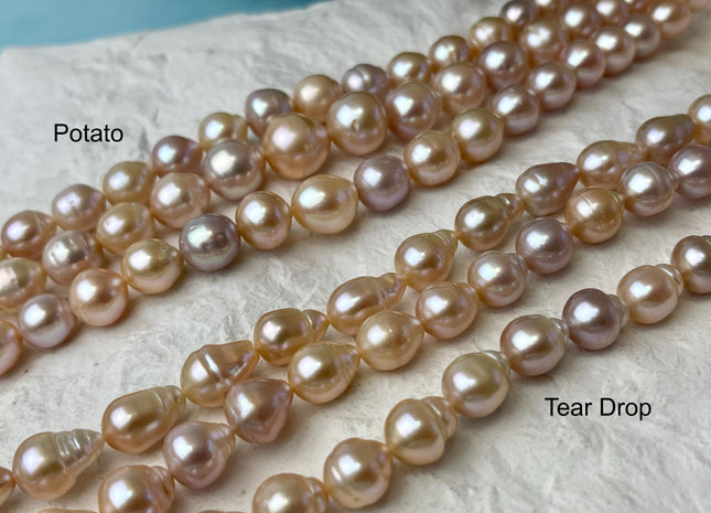 8-10 mm Natural Pink Edison Baroque Freshwater Pearl Beads Genuine Tear Drop Shape Small Edison Pearls #P2606