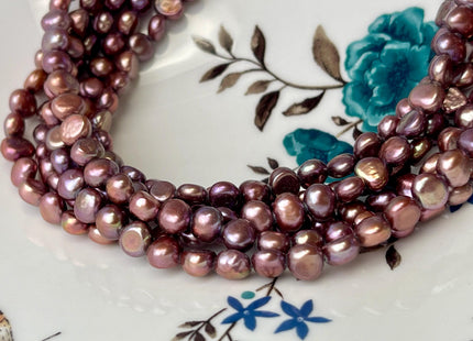 6 mm AAA Dusty Rose Color Nugget Shape Freshwater Pearl Beads Genuine High Luster Freshwater Pearls #1763