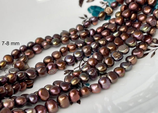 10-11mm AA Nugget Shape Dark Brown Color Genuine Freshwater Pearl Beads #915