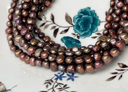 10-11mm AA Nugget Shape Dark Brown Color Genuine Freshwater Pearl Beads #915