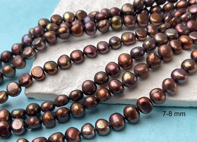 10-11mm AA Nugget Shape Dark Brown Color Genuine Freshwater Pearl Beads #915