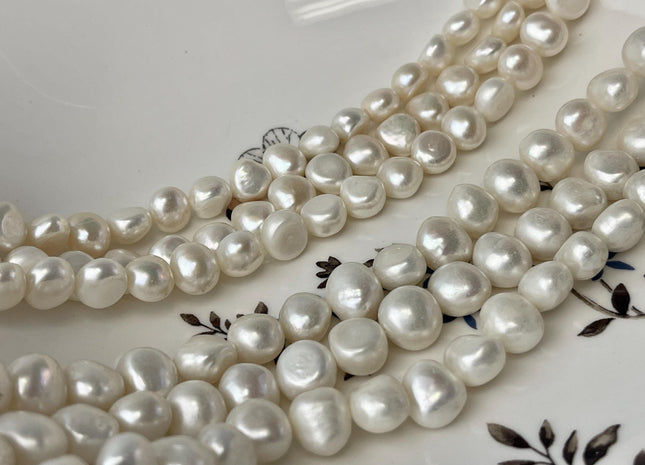 9-10 mm 10-11 mm AA Natural White Freshwater Nugget Pearl Beads Genuine Natural White Potato Nugget Shape Freshwater Pearls #1450
