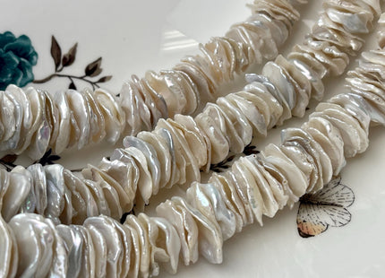 18-20 mm AA Natural White Keshi Freshwater Pearl Beads Center Drilled Cornflakes Disc Shape Genuine Natural White Keshi Pearls #1091