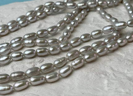 5x8-9 mm AAA Silver Gray Color Freshwater Pearls Long Rice/Oval Shape Pearl Beads Genuine High Quality Freshwater Pearls #P2658