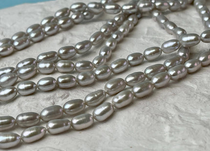 5x8-9 mm AAA Silver Gray Color Freshwater Pearls Long Rice/Oval Shape Pearl Beads Genuine High Quality Freshwater Pearls #P2658