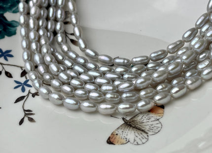 5x8-9 mm AAA Silver Gray Color Freshwater Pearls Long Rice/Oval Shape Pearl Beads Genuine High Quality Freshwater Pearls #P2658