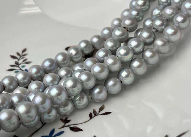 9 mm AAA Large Hole Gray Color Round Freshwater Pearl Beads Hole Size 3.0mm Genuine Freshwater Pearl Beads #P2645