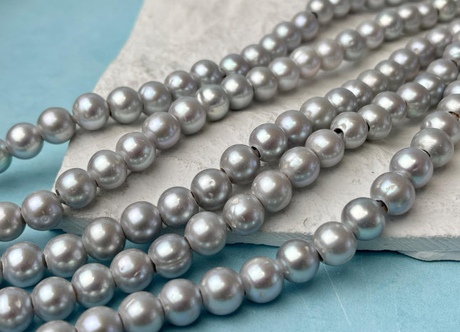 9 mm AAA Large Hole Gray Color Round Freshwater Pearl Beads Hole Size 3.0mm Genuine Freshwater Pearl Beads #P2645