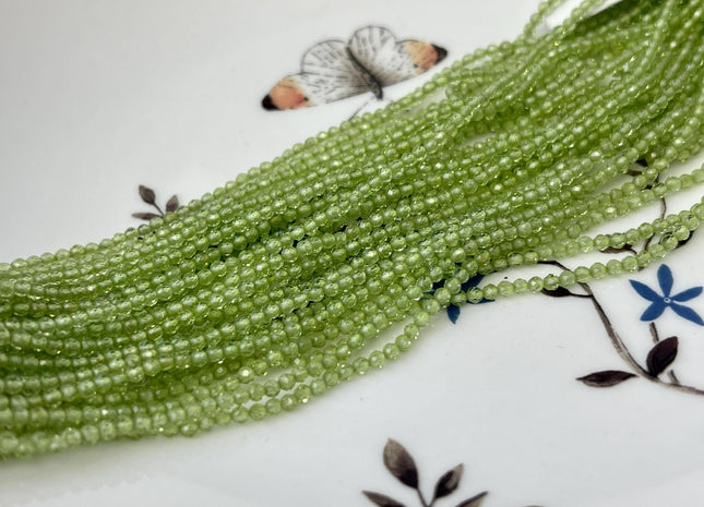 WHOLESALE AAA Natural 3mm Peridot Gemstone Beads Natural Green Color Faceted Round Shape Peridot #2064
