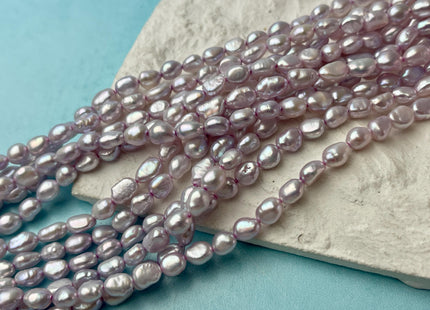 5x6-7 mm Lavender Purple Rice/Oval Nugget Freshwater Pearl Beads Genuine Lavender Purple Freshwater Pearl Nuggets 61 Beads #P2607