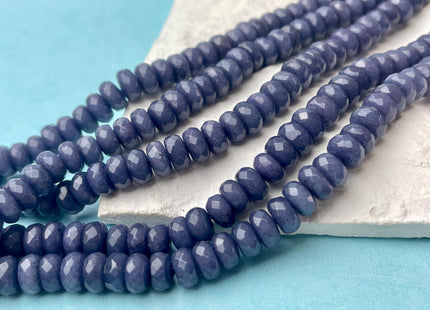 2x4mm 4x6mm 5x8mm Faceted Rondelle Dark Blue Color Agate Gemstone Beads Genuine Agate Gemstone Loose Beads 15 Inches Strand #4492