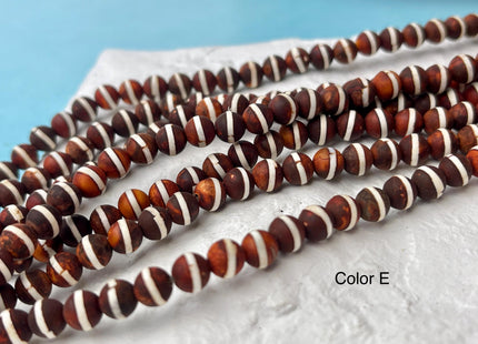 6mm AAA DZI Tibetan Agate Smooth Round Multi Orange White Gray Brown Color Agate High Quality Agate Gemstone Loose Beads #4493