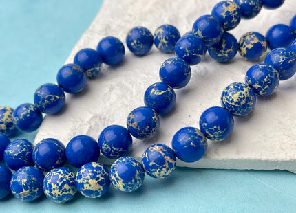 4mm 6mm 8mm 10mm Smooth Round Impression Jasper Gemstone Beads Snake Skin Blue Color Jasper Loose Beads 15.5 Inches #4496
