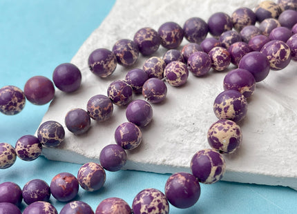 4mm 6mm 8mm 10mm Smooth Round Impression Jasper Gemstone Beads Snake Skin Purple Color Jasper Loose Beads 15.5 Inches #4494