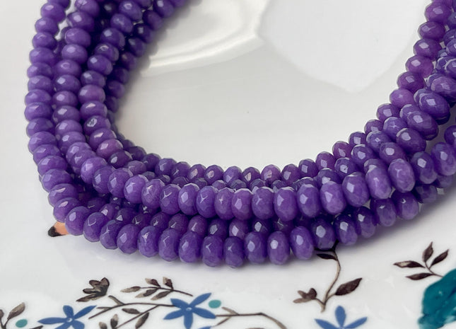 4x6mm Faceted Rondelle Lavender Purple Color Agate Gemstone Beads Genuine Agate Gemstone Loose Beads 15 Inches Strand #4497