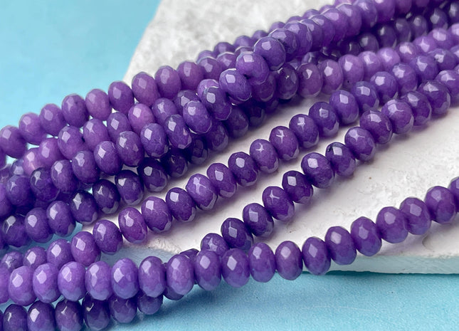 4x6mm Faceted Rondelle Lavender Purple Color Agate Gemstone Beads Genuine Agate Gemstone Loose Beads 15 Inches Strand #4497