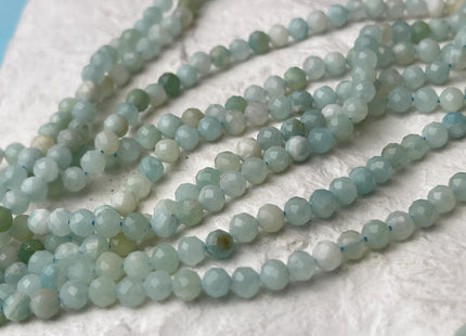 3.5mm 4.5mm 6.5mm AAA Faceted Round Natural Amazonite Gemstone Beads Natural Blue Green Color Tiny Amazonite Beads 15.5 Inches #4498