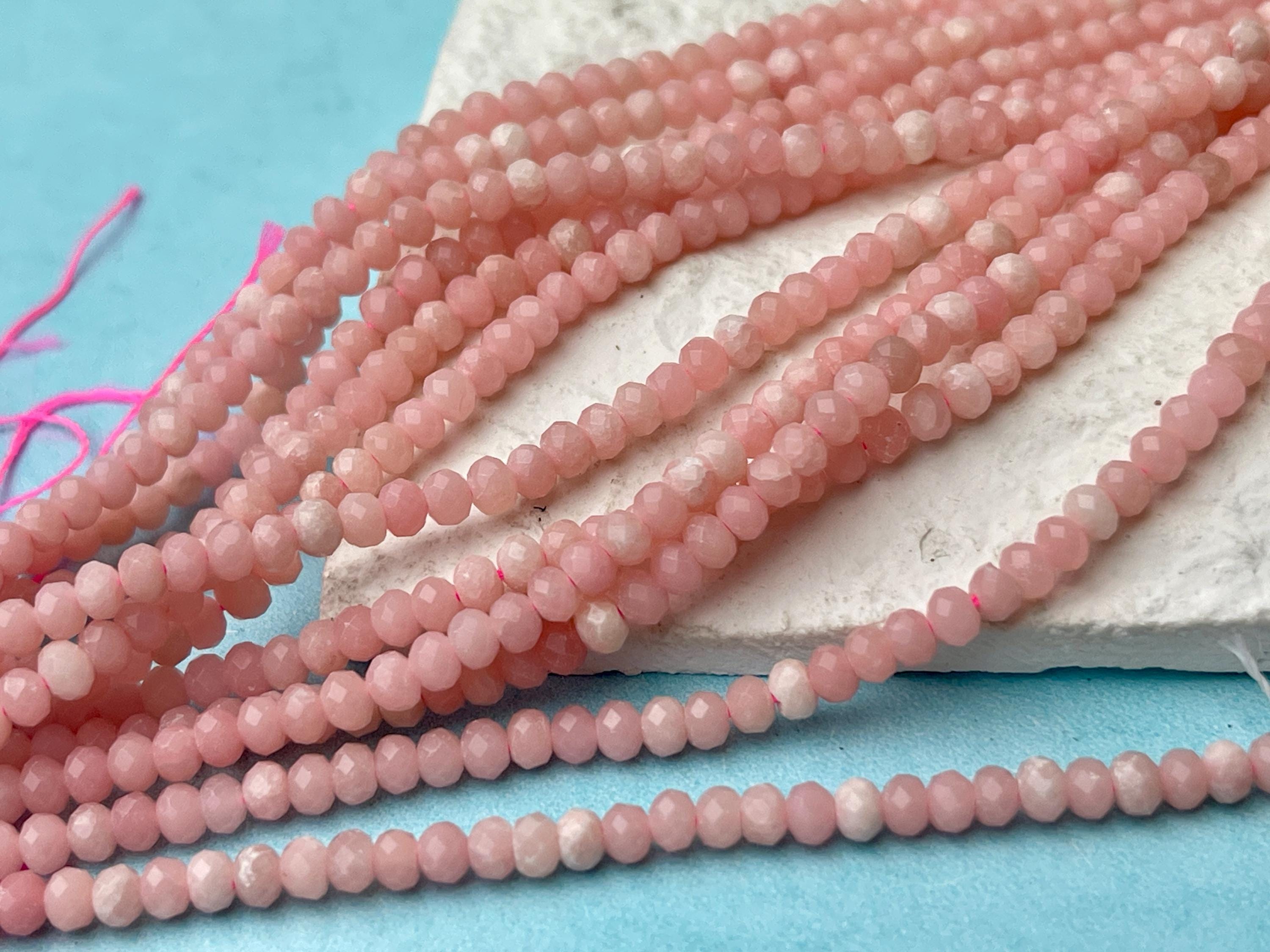 2x3mm 3x4mm Faceted Rondelle Tiny Pink Opal Gemstone Beads 15.5 Inches QualityBeadMart