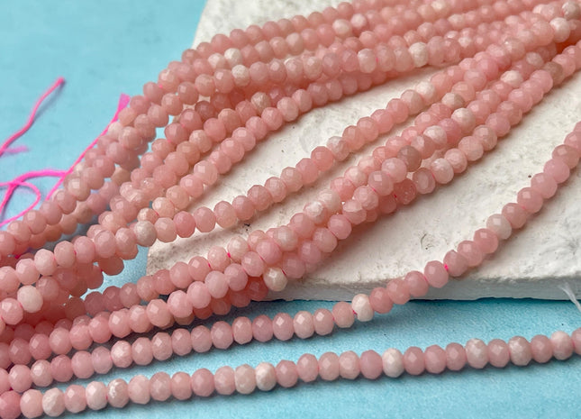 2x3mm 3x4mm Faceted Rondelle Tiny Pink Opal Gemstone Beads 15.5 Inches Strand #4499