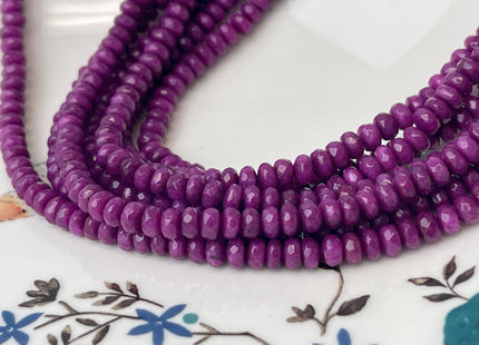 3x5 mm Faceted Rondelle Dark Purple Color Agate Gemstone Beads Genuine Agate Gemstone Loose Beads 15 Inches Strand #4500