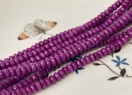 3x5 mm Faceted Rondelle Dark Purple Color Agate Gemstone Beads Genuine Agate Gemstone Loose Beads 15 Inches Strand #4500