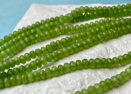 3x5 mm Faceted Rondelle Green Color Agate Gemstone Beads Genuine Agate Gemstone Loose Beads 15 Inches Strand #4501
