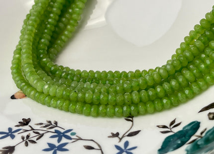 3x5 mm Faceted Rondelle Green Color Agate Gemstone Beads Genuine Agate Gemstone Loose Beads 15 Inches Strand #4501