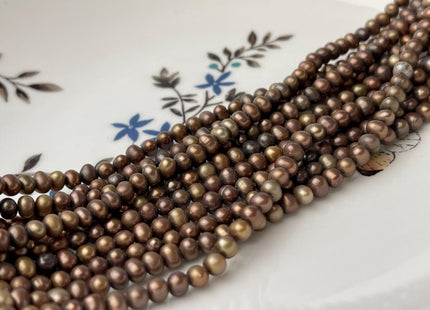 3.5-4 mm AA Champagne/Dark Brown Color Potato Freshwater Pearl Beads Genuine Small Freshwater Seed Pearl #P2644