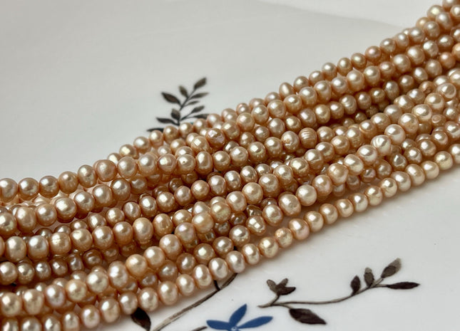3.5-4 mm AA Champagne/Dark Brown Color Potato Freshwater Pearl Beads Genuine Small Freshwater Seed Pearl #P2644