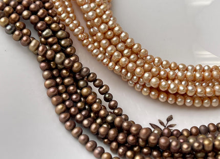 3.5-4 mm AA Champagne/Dark Brown Color Potato Freshwater Pearl Beads Genuine Small Freshwater Seed Pearl #P2644